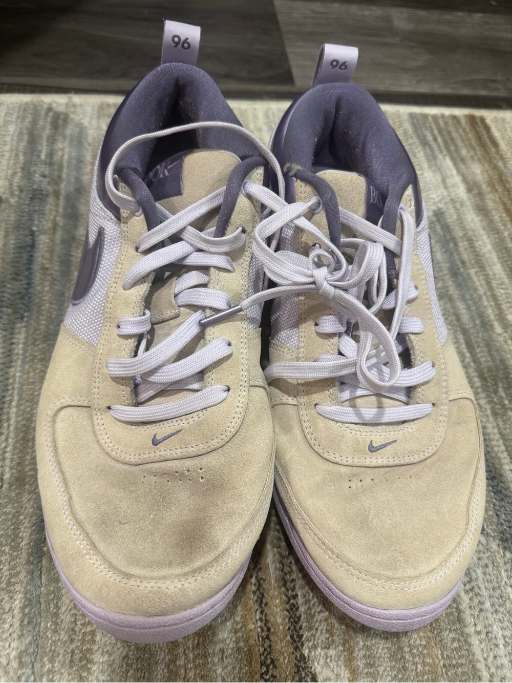 Nike Men’s Beige and Light Purple Suede Low-Top Sneakers